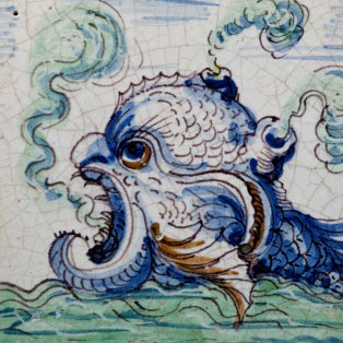Tile with a sea creature